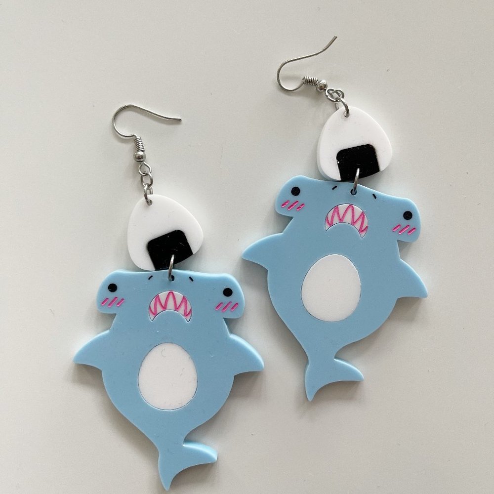 Shark and Onigiri Earrings